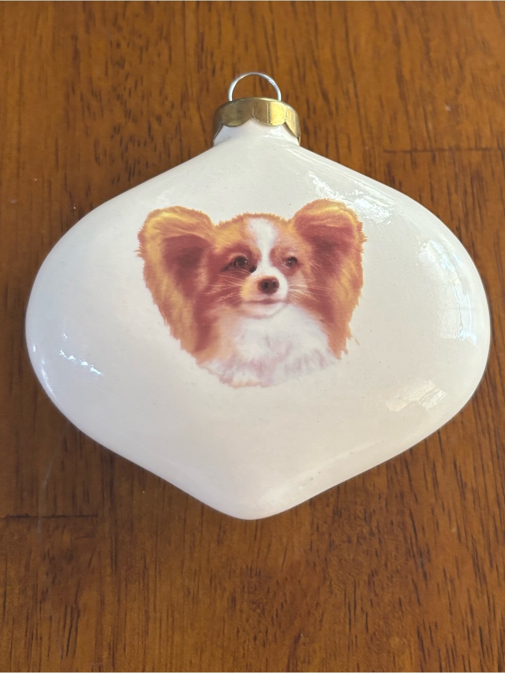 Hand-made Ornament dog Papillon - red fawn